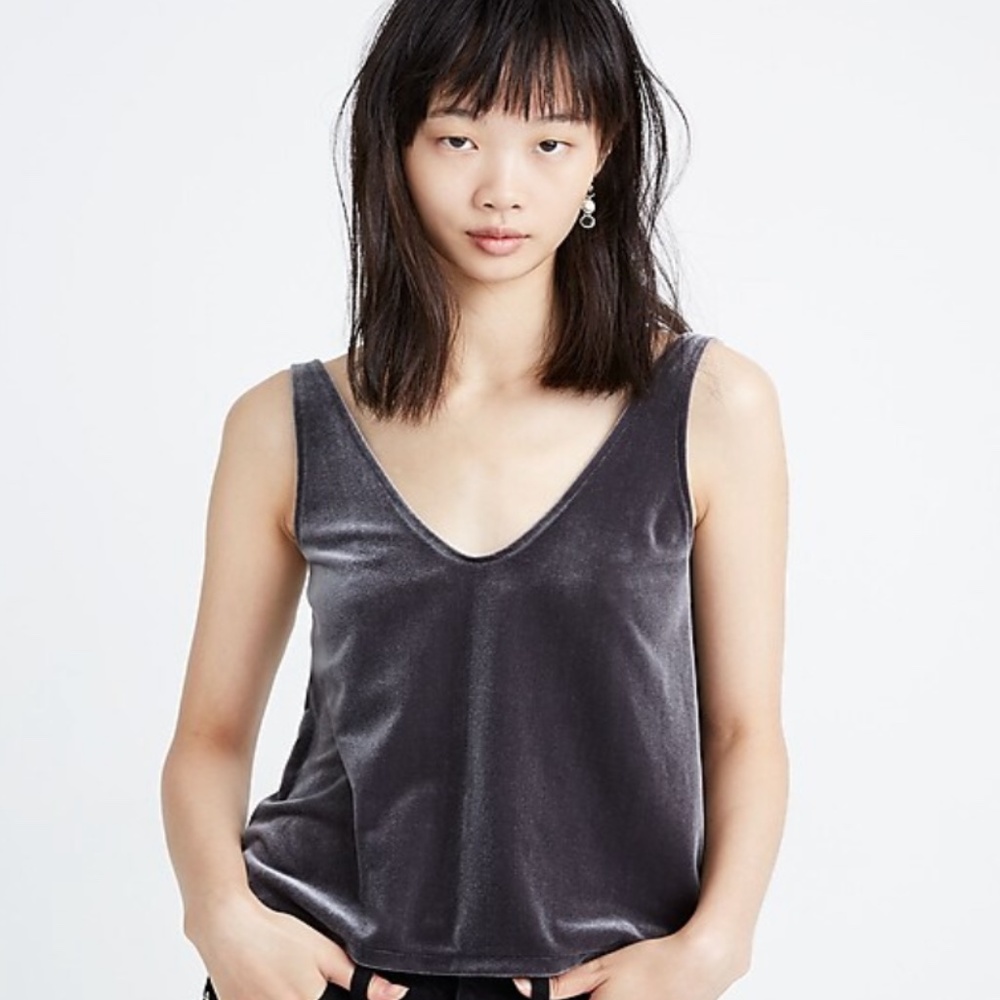Madewell Velvet V neck tank top Size Small